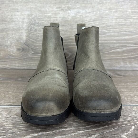 Sorel Emelie Chelsea Waterproof Quarry Leather Womens Sz 6.5 Pull On Ankle Boot - Picture 2 of 10